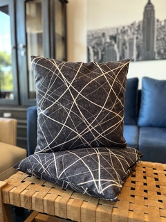 Set x2 almohadon 40x40 pana abstracto azul - comprar online