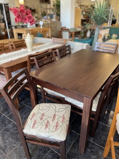 Juego de comedor pino p/6 (mesa 80X150 + 6 SILLAS S127) nogal en internet