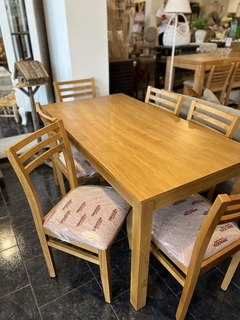 Juego de comedor pino p/6 (mesa 80X150 + 6 SILLAS S127) miel - comprar online