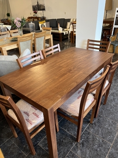 Juego de comedor pino p/6 (mesa 80X150 + 6 SILLAS S127) cedro - comprar online