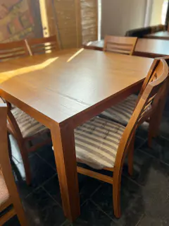 Juego de comedor p/6 (mesa MC119 130x130 + 6SILLAS S116), paraiso, lustre miel - comprar online