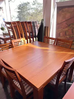 Imagen de Juego de comedor p/6 (mesa MC119 130x130 + 6SILLAS S116), paraiso, lustre miel