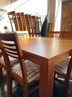 Juego de comedor p/6 (mesa MC119 130x130 + 6SILLAS S116), paraiso, lustre miel