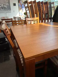 Juego de comedor p/6 (mesa MC119 130x130 + 6SILLAS S116), paraiso, lustre miel