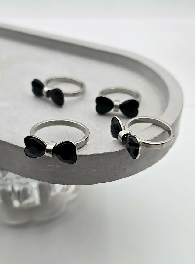Anillo Moño Piedra Negra / Aq thumbnail 2