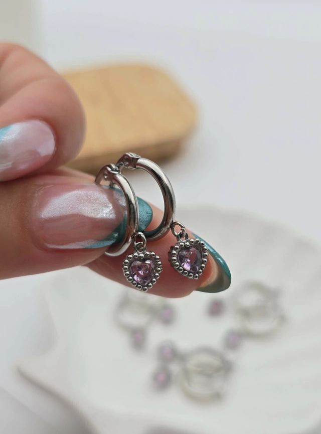 Aros Contorno Corazón Rosa / Aq thumbnail 2