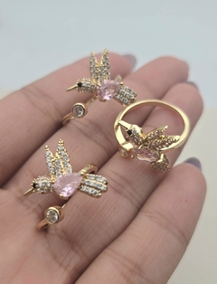ANILLO COLIBRÍ REGULABLE ROSA/AD - comprar online