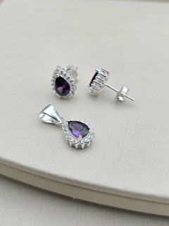 CONJUNTO GOTA STRASS /PLATA
