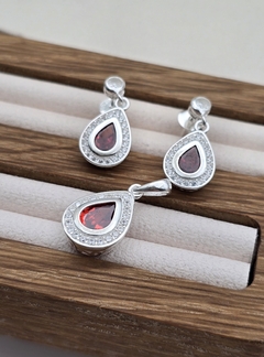 CONJUNTO GOTA STRASS /PLATA