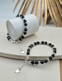 PULSERA ESPEJO NEGRO + DIJE/AB