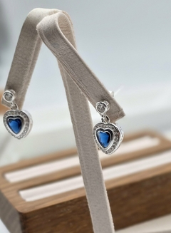 CONJUNTO AROS + DIJE "AZUL" /PLATA - nya joyas