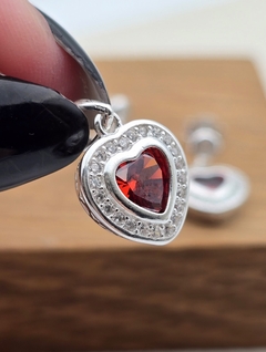 CONJUNTO AROS + DIJE "ROJO" /PLATA - comprar online