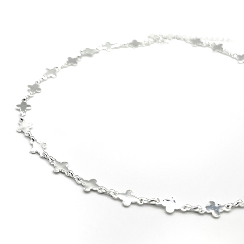 Choker trevo liso BANHO PRATA - comprar online