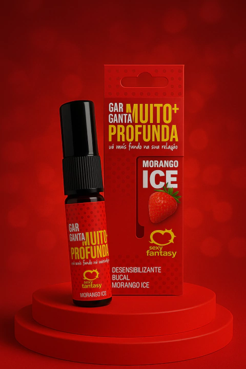 GARGANTA PROFUNDA SPRAY DESSENSIBILIZANTE DE GARGANTA BEIJÁVEL ICE MORANGO 15ML SEXY FANTASY