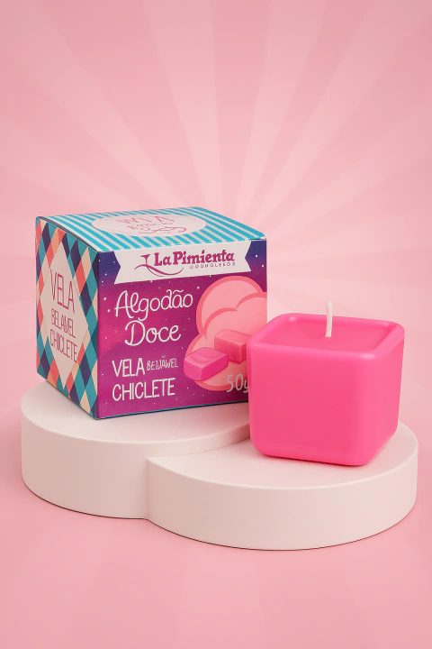 VELA BEIJÁVEL CHICLETE 50G LA PIMIENTA ALGODÃO DOCE
