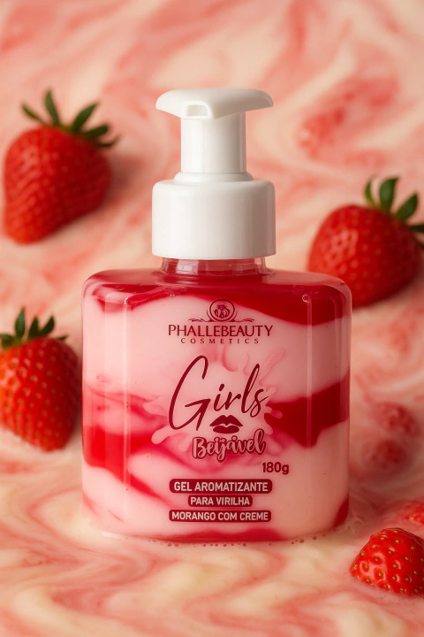 GEL AROMATIZANTE MORANGO COM CREME PHÁLLEBEAUTY BEIJÁVEL PARA VIRILHA 180g - comprar online