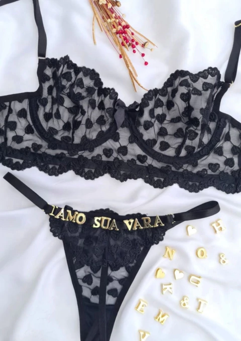 LINGERIE PERSONALIZÁVEL SEGREDOS DO AMOR - PRETO