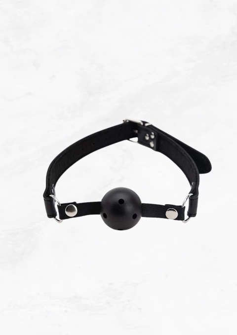 MORDAÇA DE COURO COM BOLA PRETA