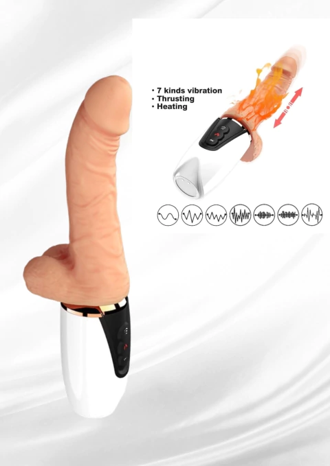 PRÓTESE REALÍSTICA RECARREGÁVEL PÊNIS COM 7 MODOS DE VIBRAÇÃO, VAI E VEM E AQUECIMENTO