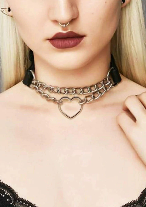 COLEIRA BONDAGE COM CORRENTE METÁLICA E PINGENTE - comprar online