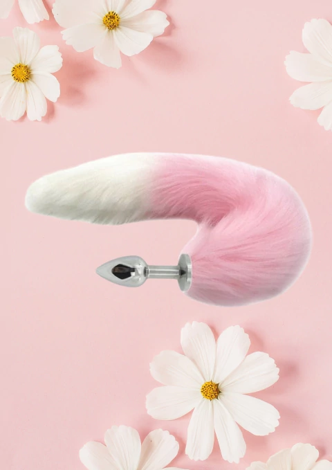 PLUG DE RABO ROSA COM BRANCO RAPOSA