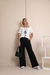 Calça pantalona lisa