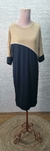 Vestido midi manga 3/4 bicolor Vera na internet