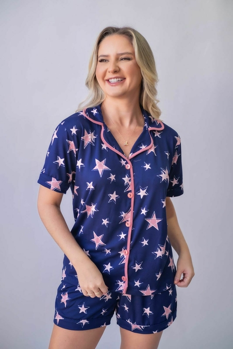 Pijama Americano Estrelas em SUEDE - comprar online