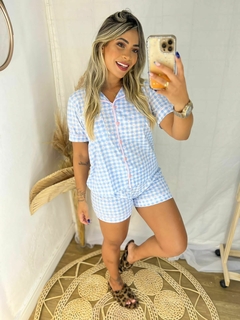 Pijama Americano Xadrez Azul - comprar online