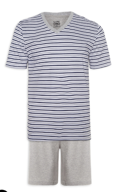 Pijama Lupo Listrado Azul Marinho na internet
