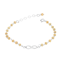 Pulseira Prata Infinito c/ Pedra Granada