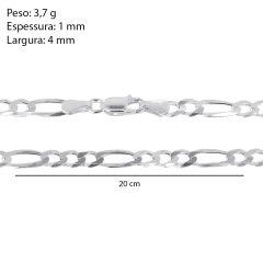 Corrente Prata Grumet Alternada 3x1 Fio 4mm na internet