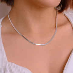 Corrente Prata Fita Laminada Fio 3mm