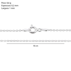 Corrente Prata Cadeado 1mm