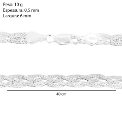Corrente Prata Trançada 4 Fios - Via Vizzon