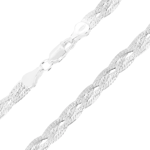 Corrente Prata Trançada 4 Fios