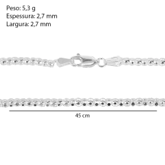Corrente Prata Pipoca Fio 2,7mm - Via Vizzon