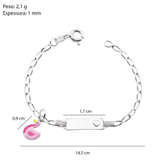 Pulseira Prat Infantil Chapa Coração e Flamingo na internet