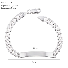 Pulseira Prata Grumet 6,5mm com Plaquinha - loja online