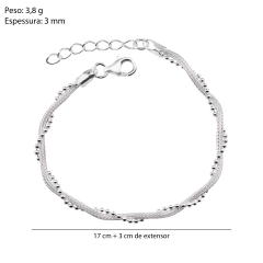 Pulseira Prata Entrelaçada com Fio Bolinhas - Via Vizzon