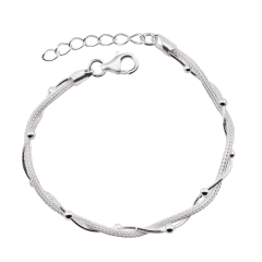 Pulseira Prata Entrelaçada com Fio Octogonal e Bolinhas - comprar online