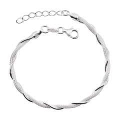 Pulseira Prata Entrelaçada com Fio Octogonal - comprar online