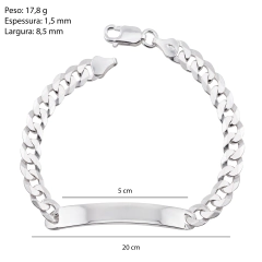 Pulseira Prata Grumet Placa 8,5mm - Via Vizzon