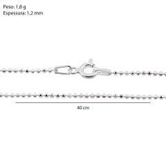 Corrente Prata Fio Bolinhas 1,2mm