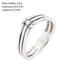 Anel Prata Envelhecida 3 Fios - Via Vizzon