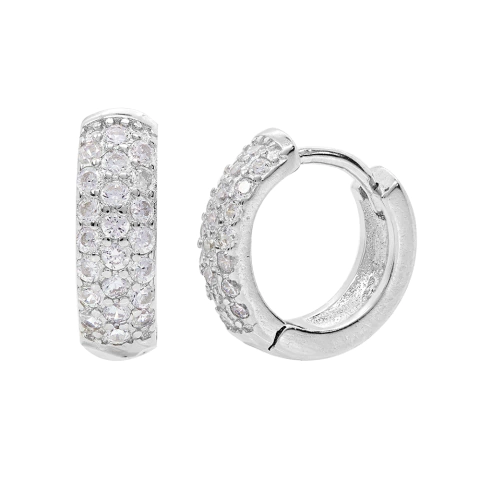 Argola de Prata Com Zircônias 12mmX4mm