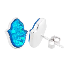 Brinco Prata Mão de Hamsa Opala - comprar online