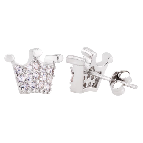 Brinco Prata c/ Ródio Coroa Zircônia - comprar online