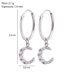 Argola Prata c/ Ródio Lua Zircônia na internet