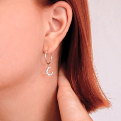 Argola Prata c/ Ródio Lua Zircônia - comprar online